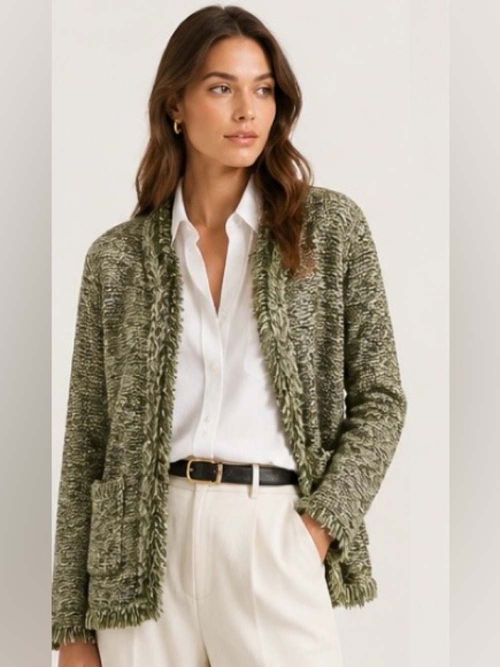 ANGEL OF THE NORTH Anthropologie Cardigan Sweater Eliot Fringe Boho Career